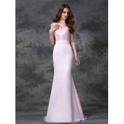 Mermaid Gorgeous Sweetheart Beading Sleeveless Long Satin Chiffon Bridesmaid Dresses