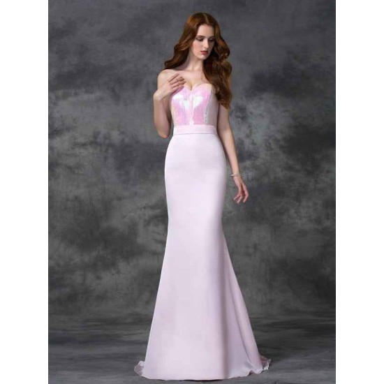 Mermaid Gorgeous Sweetheart Beading Sleeveless Long Satin Chiffon Bridesmaid Dresses