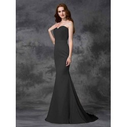Mermaid Gorgeous Sweetheart Beading Sleeveless Long Satin Chiffon Bridesmaid Dresses