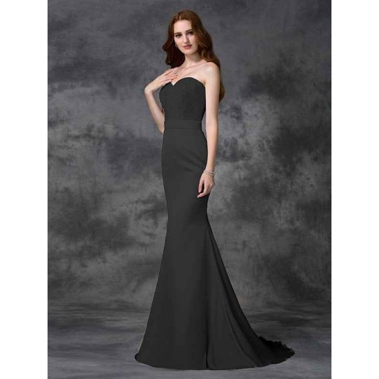 Mermaid Gorgeous Sweetheart Beading Sleeveless Long Satin Chiffon Bridesmaid Dresses