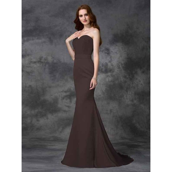 Mermaid Gorgeous Sweetheart Beading Sleeveless Long Satin Chiffon Bridesmaid Dresses