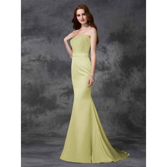 Mermaid Gorgeous Sweetheart Beading Sleeveless Long Satin Chiffon Bridesmaid Dresses