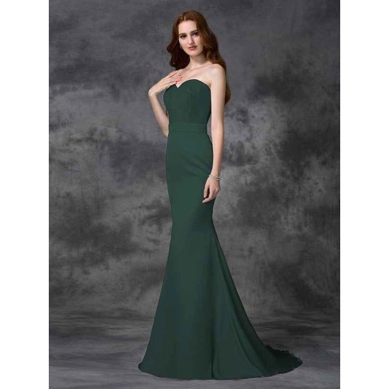 Mermaid Gorgeous Sweetheart Beading Sleeveless Long Satin Chiffon Bridesmaid Dresses