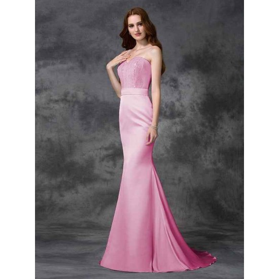 Mermaid Gorgeous Sweetheart Beading Sleeveless Long Satin Chiffon Bridesmaid Dresses
