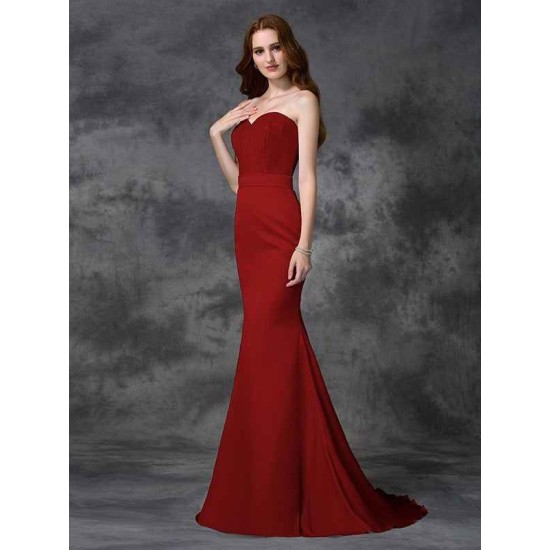 Mermaid Gorgeous Sweetheart Beading Sleeveless Long Satin Chiffon Bridesmaid Dresses