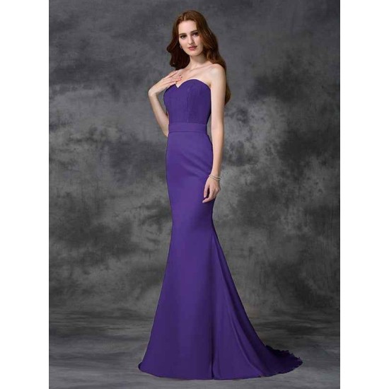 Mermaid Gorgeous Sweetheart Beading Sleeveless Long Satin Chiffon Bridesmaid Dresses