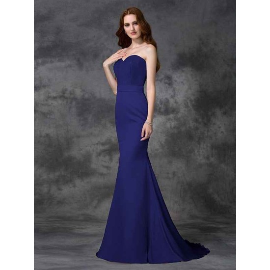 Mermaid Gorgeous Sweetheart Beading Sleeveless Long Satin Chiffon Bridesmaid Dresses