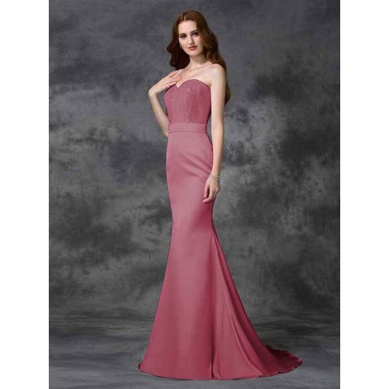 Mermaid Gorgeous Sweetheart Beading Sleeveless Long Satin Chiffon Bridesmaid Dresses