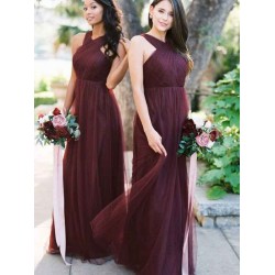 Charming Halter Tulle Sleeveless Ruffles Bridesmaid Dresses