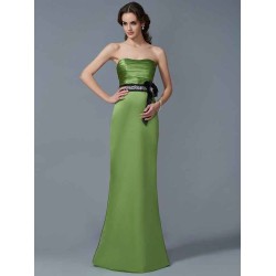 Charming Strapless Sleeveless Sash/Ribbon/Belt Long Satin Bridesmaid Dresses
