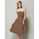 Charming Strapless Sleeveless Hand-Made Flower Short Chiffon Bridesmaid Dresses