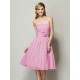 Charming Strapless Sleeveless Hand-Made Flower Short Chiffon Bridesmaid Dresses