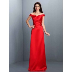 Charming Off-the-Shoulder Sleeveless Long Satin Bridesmaid Dresses