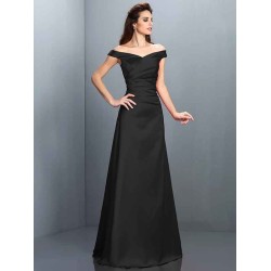 Charming Off-the-Shoulder Sleeveless Long Satin Bridesmaid Dresses