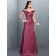 Charming Off-the-Shoulder Sleeveless Long Satin Bridesmaid Dresses