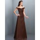 Charming Off-the-Shoulder Sleeveless Long Satin Bridesmaid Dresses