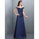 Charming Off-the-Shoulder Sleeveless Long Satin Bridesmaid Dresses