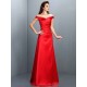 Charming Off-the-Shoulder Sleeveless Long Satin Bridesmaid Dresses