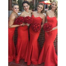 Mermaid Gorgeous Sweetheart Sleeveless Satin Bridesmaid Dresses