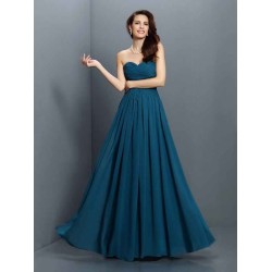 Gorgeous Sweetheart Pleats Sleeveless Long Satin Bridesmaid Dresses