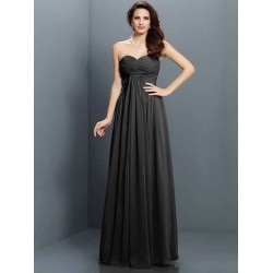Gorgeous Sweetheart Pleats Sleeveless Long Satin Bridesmaid Dresses