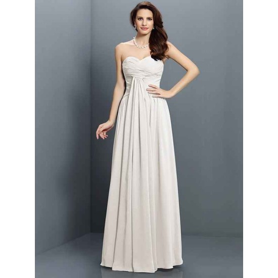 Gorgeous Sweetheart Pleats Sleeveless Long Satin Bridesmaid Dresses