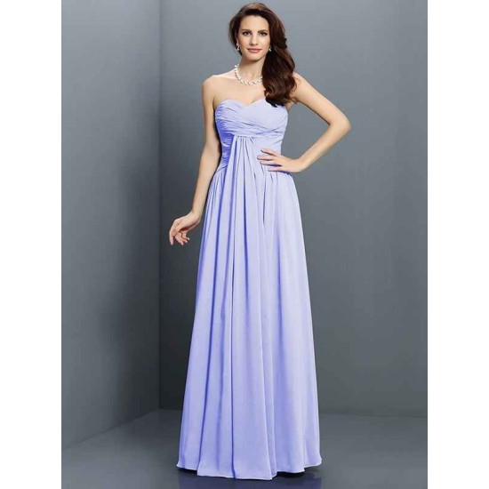 Gorgeous Sweetheart Pleats Sleeveless Long Satin Bridesmaid Dresses