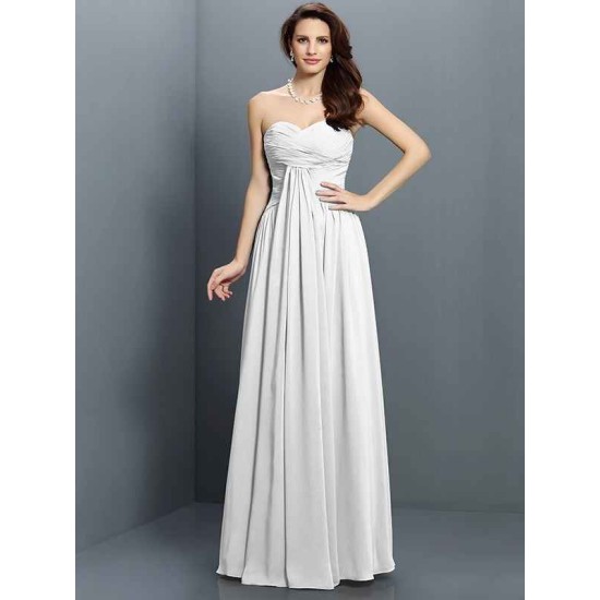 Gorgeous Sweetheart Pleats Sleeveless Long Satin Bridesmaid Dresses