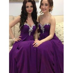 Charming Sleeveless Beading Sweetheart Chiffon Bridesmaid Dresses