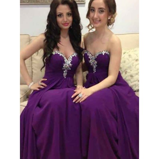 Charming Sleeveless Beading Sweetheart Chiffon Bridesmaid Dresses