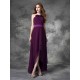 Charming Halter Ruffles Sleeveless High Low Chiffon Bridesmaid Dresses