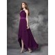 Charming Halter Ruffles Sleeveless High Low Chiffon Bridesmaid Dresses
