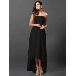 Charming Strapless Sleeveless High Low Chiffon Bridesmaid Dresses