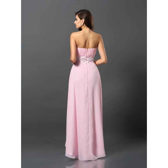 Charming Strapless Sleeveless High Low Chiffon Bridesmaid Dresses