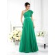 Charming One Shoulder Ruffles Sleeveless Long Chiffon Bridesmaid Dresses