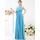 Charming One Shoulder Sash/Ribbon/Belt Sleeveless Long Chiffon Bridesmaid Dresses