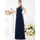 Charming One Shoulder Sash/Ribbon/Belt Sleeveless Long Chiffon Bridesmaid Dresses