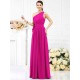 Charming One Shoulder Sash/Ribbon/Belt Sleeveless Long Chiffon Bridesmaid Dresses