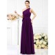 Charming One Shoulder Sash/Ribbon/Belt Sleeveless Long Chiffon Bridesmaid Dresses