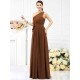 Charming One Shoulder Sash/Ribbon/Belt Sleeveless Long Chiffon Bridesmaid Dresses