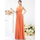 Charming One Shoulder Sash/Ribbon/Belt Sleeveless Long Chiffon Bridesmaid Dresses
