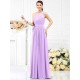Charming One Shoulder Sash/Ribbon/Belt Sleeveless Long Chiffon Bridesmaid Dresses