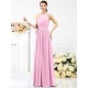 Charming One Shoulder Sash/Ribbon/Belt Sleeveless Long Chiffon Bridesmaid Dresses