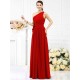 Charming One Shoulder Sash/Ribbon/Belt Sleeveless Long Chiffon Bridesmaid Dresses