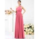 Charming One Shoulder Sash/Ribbon/Belt Sleeveless Long Chiffon Bridesmaid Dresses