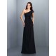 Charming One Shoulder Pleats Sleeveless Long Chiffon Bridesmaid Dresses