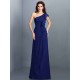 Charming One Shoulder Pleats Sleeveless Long Chiffon Bridesmaid Dresses