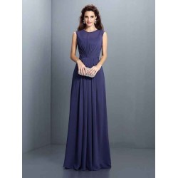 Charming High Neck Pleats Sleeveless Long Chiffon Bridesmaid Dresses