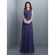 Charming High Neck Pleats Sleeveless Long Chiffon Bridesmaid Dresses