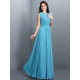 Charming High Neck Pleats Sleeveless Long Chiffon Bridesmaid Dresses